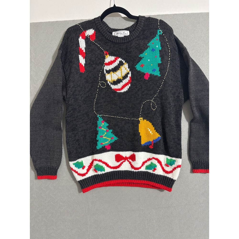 Vintage Ugly Christmas Sweater Beaded Holiday 20W Grannycore plus party black